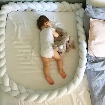 Подушка-бампер для кроватки новорожденного, завязанный плетеный плюшевый декор детской колыбели
