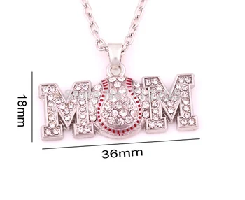 Подарок на День матери, 10 шт., партия, цинковые семейные реликвии, бейсбол, софтбол, подвеска для мамы с кристаллами, цепочка, ожерелье