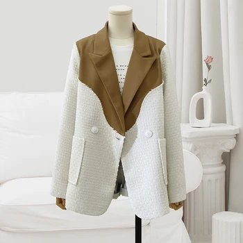 Белый женский Повседневный Блейзер, пальто, Женская Прямая куртка с длинным рукавом на одной пуговице и карманом