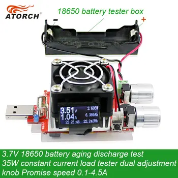 Тест на старение разряда батареи ATORCH 3,7 В 18650 35 Вт постоянного тока с двойной регулируемой ручкой, тестер нагрузки, тестер постоянного тока USB 0,1-4.5A