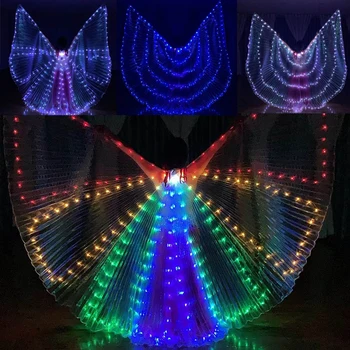 Светодиодные крылья Для танца Живота Для взрослых Флуоресцентная Бабочка Isis Wings Карнавальные светодиодные костюмы-шоу С регулируемой ручкой