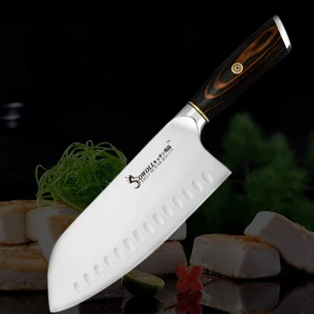 кухонный нож 7,5 дюймов, Ножи шеф-повара, Японский Кливер из Высокоуглеродистой нержавеющей Стали, Овощной Нож Сантоку, Универсальный Инструмент для Нарезки