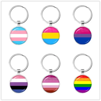 ЛГБТ стеклянный брелок с кабошоном, гордость геев и лесбиянок, радужный автомобильный брелок, брелок для ключей, очаровательные украшения для гомосексуализма, подарок