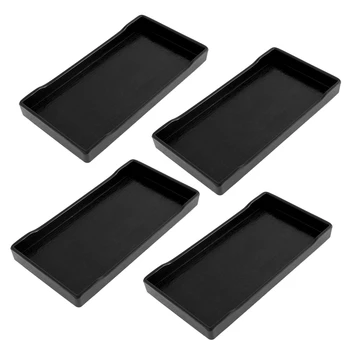 4X Пластиковый прямоугольный поднос для ланча черного цвета