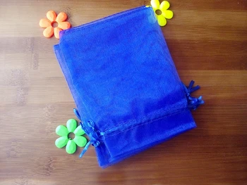 25*35 см 500 шт. сумка из органзы королевского синего цвета с завязками, сумки для упаковки ювелирных изделий для чая/подарка/еды/конфет, маленькая прозрачная сумка из пряжи