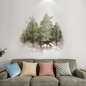 Украшение стен гостиной в пасторальном стиле, лесное ветряное растение, Креативное трехмерное украшение, кованое железо