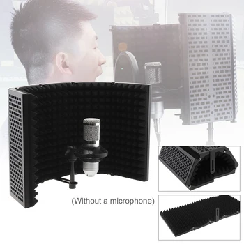Металлический изоляционный экран для микрофона, 5-панельный ветрозащитный экран, Складная поглощающая пена высокой плотности для студийной записи прямых трансляций
