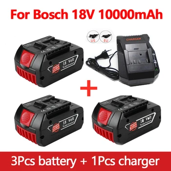 100% Оригинальная литий-ионная аккумуляторная батарея 18V 10.0A для Bosch 10000 мАч, запасные электроинструменты, портативный Индикатор замены