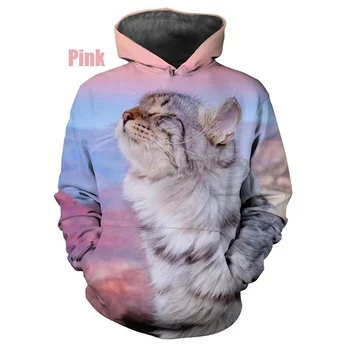 Новая горячая распродажа, толстовка с 3D принтом кота, Повседневная толстовка с котом, Свободный мужской свитер, повседневный пуловер