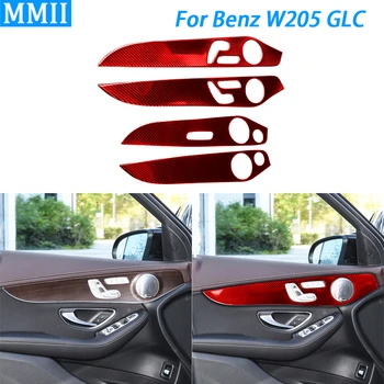 Для Benz C Class W205 GLC 2014-2020 Красное Углеродное Волокно Авто Внутренняя Дверная Панель Украшение Крышки Аксессуары Для интерьера Автомобиля Наклейка