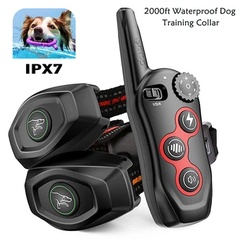 2000 футов электрический ошейник для дрессировки собак, водонепроницаемый пульт дистанционного управления, перезаряжаемый для собак всех размеров, звук ударной вибрации