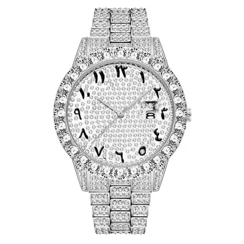 Модные Мужские часы с арабскими цифрами, Лучший бренд Класса Люкс, мужские часы из золота 18 Карат, большой бриллиант с Canlender, классические мужские часы Iced Out