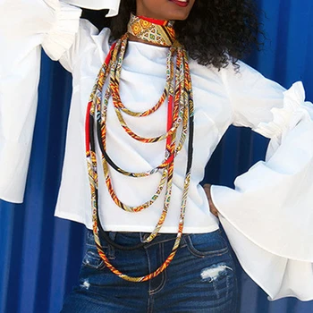 Африканское ожерелье, многослойное Африканское веревочное ожерелье из чистого воскового хлопка, многожильные эффектные ожерелья, воротник-чокер в Анкаре, WYX25