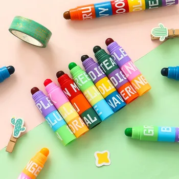 6 цветов, многоцветная креативная строчка, маркер-маркер, ручка, ретро-цветная ручка для рисования граффити, студенческие канцелярские подарки