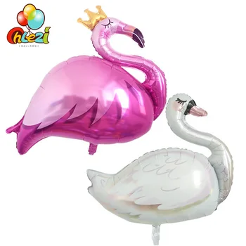 1шт белый лебедь воздушный шар фламинго Корона воздушные шары С Днем Рождения Украшения для вечеринки в честь дня рождения девочки животные Кокосовый кактус глобусы