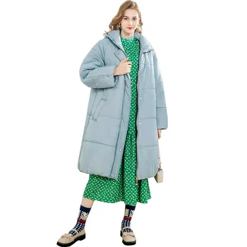 Повседневное женское зимнее пальто Парки с карманами для девочек, куртки из плотного хлопка, пальто на молнии, Теплая зимняя одежда с подкладкой
