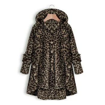 Леопардовая Женская куртка, пальто из искусственного меха, Женские пальто из искусственного меха с пуговицами Оверсайз, Длинные Свободные Мягкие пальто из искусственного меха, пальто