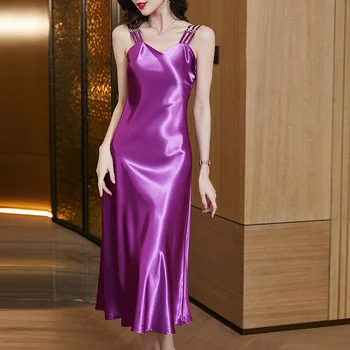 Шикарное и Элегантное вечернее платье миди на подтяжках во французском винтажном стиле, Тонкое Летнее женское платье без рукавов, Vestidos, длинная юбка